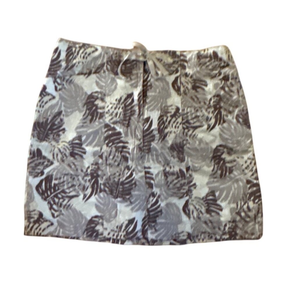 Denver Hayes Skirt Women Size 10 Tropical Print Beige Brown Cotton Nylon Pockets